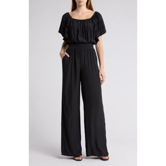 Ramy Brook Tinsley Off the Shoulder Short Sleeve Jumpsuit in Black at Nordstrom Rack, Size X-Small
