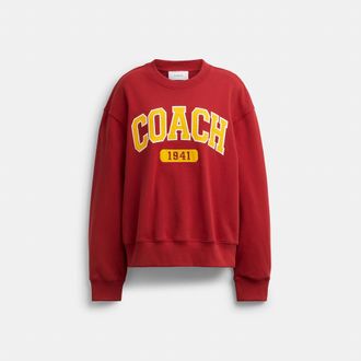 Coach Embroidered Sporty Boyfriend Crewneck Sweatshirt