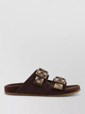 Burberry leather checked flat sandals