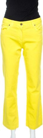 Roberto Cavalli Yellow Denim Embroidered Back Pocket Jeans