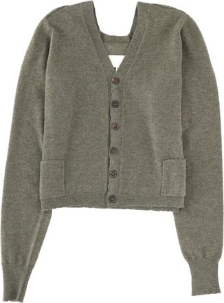 Maison Margiela Green Solid V Neck Sweater