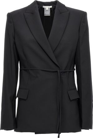 Nensi Dojaka Womens Double Breast Drawstring Blazer Jacket