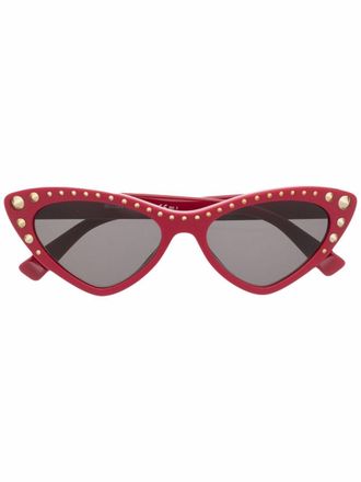 Moschino heart shape-frame studded sunglasses - women - Acetate - 53 - Red