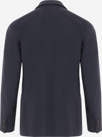 Tagliatore Mens Jacket Single-Breasted Stretch Wool Navy Virgin Super 100s