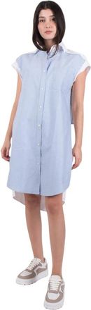J.W.Anderson Mini-jurk met dubbele laag - Dames - Shirt Kleedjes - Blauw - 3XS - Katoen - Kleedjes