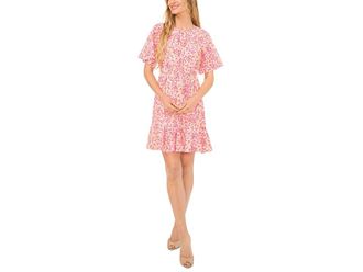 CeCe by Cynthia Steffe Short Sleeve Raglan Fluted Hem Skater Dress Womens Dress New Ivory : MD, Polyester