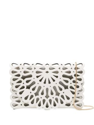 SIMKHAI laser-cut leather clutch - Wit