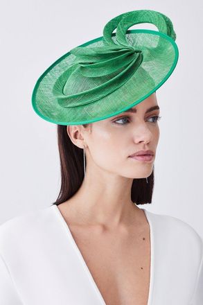 Karen Millen Womens Asymmetric Disc Headband Fascinator - Green Straw - One Size