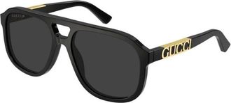 Gucci Pilot Zonnebrillen - unisex - Accessoires - Zwart - Maat: 58 MM Nylon