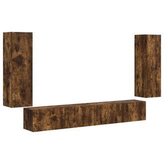 vidaXL Conjunto De Mueble Para Tv De Pared 4 Pcs Roble Ahumado Vidaxl