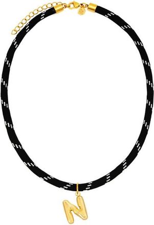 Petit Moments Bubble Initial Pendant Cord Necklace in Black-N at Nordstrom