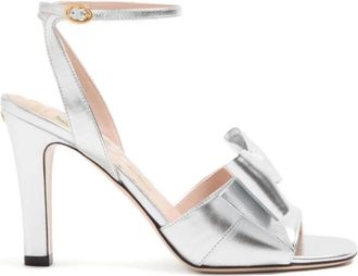 Valentino Bowow Metallic Sandalen met Oversized Strik - Dames - Sandalen met hakken - Grijs - 37 EU - Schoenen