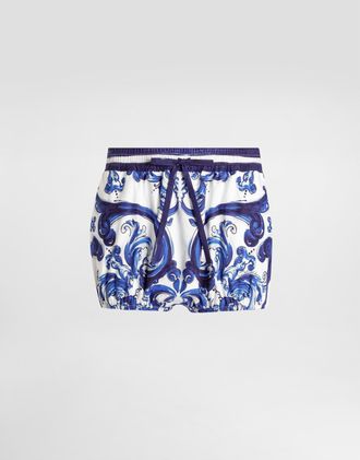 Dolce & Gabbana DG EXCLUSIVE Dolce & Gabbana Majolica-print Poplin Shorts - Woman Pants And Shorts Print 36