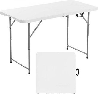 OEM Mesa Plegable Pl&aacute;stico Buffet Port&aacute;til Multiusos, Rectangular, Con Altura Ajustable Y Asa Integrada, Para Fiestas, Picnics Y Camping, Blanco, 1220 X 6