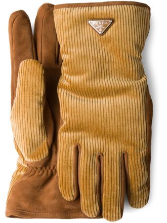 Prada Ribfluwelen handschoenen - Beige