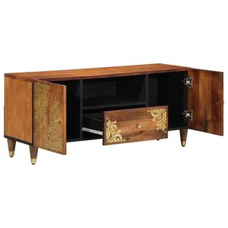 Berkfield Home TV Cabinet 105x33x46 cm Solid Wood Mango in Brown | Size: 105 x 33 x 46 cm