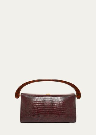 Dries Van Noten Lizard-Embossed Leather Top-Handle Bag