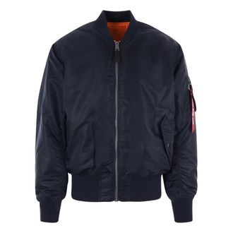 Alpha Industries Omkeerbare bomberjas in blauw en oranje - Heren - Bomber jackets - Blauw - L - Nylon - Jassen