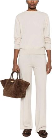 Soft Goat Jersey de Cuello Redondo Cl&aacute;sico - Knitwear - Mujer - Beige - M