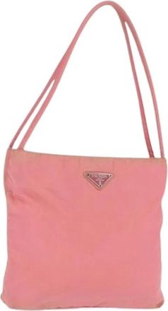 Prada Pre-owned Shoulder Bags, female, Pink, Size: ONE SIZE Pre-owned Vintage Nylon Shoulder Bag