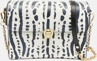 Aigner Genoveva Black/white Printed Leather Shoulder Bag