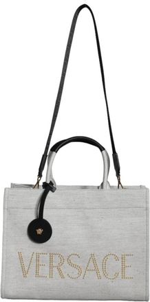 Versace Canvas Leren Crossbody Tote Tas - Dames - Shoppers - Wit - ONE Size - Tassen