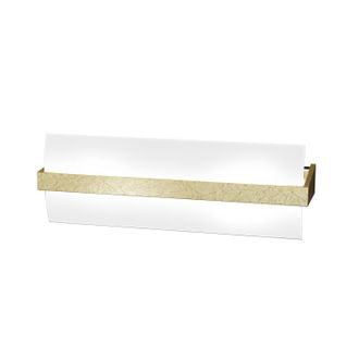 Top-Light Applique Contemporanea Wood Metallo Foglia Oro Vetro Bianco 2 Luci E27 L40cm