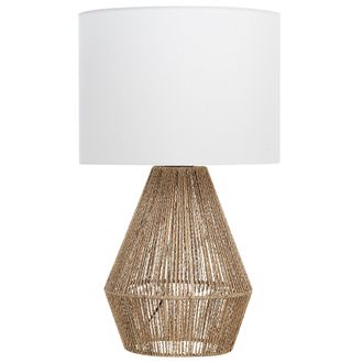 Beliani L&aacute;mpara De Mesa De Cuerda De Papel Blanco Natural 52 Cm Hecho A Mano Malewa