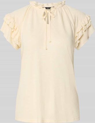 Zero T-Shirt mit Volants und Schnürung in Ecru, Größe 36