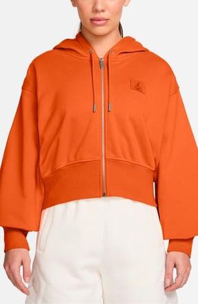 Nike Jordan Flight Fleece Crop Hoodie in Starfish/Campfire Orange at Nordstrom Rack, Size Large