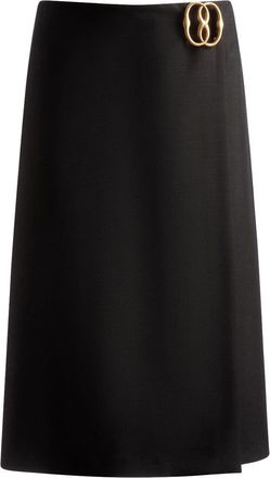 Bally logo-plaque mohair skirt - women - Mohair - 38 - Black