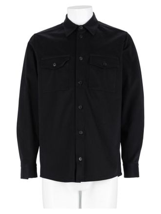 low brand Black Long-Sleeve Cotton-Blend Casual Shirt
