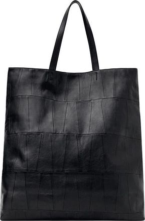 Mango Patchwork Leather Shopper Bag in Black at Nordstrom