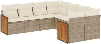 vidaXL Vidaxl - Juego De Sof&aacute;s De Jard&iacute;n Con Cojines Beige 8 Pzas Rat&aacute;n Pe