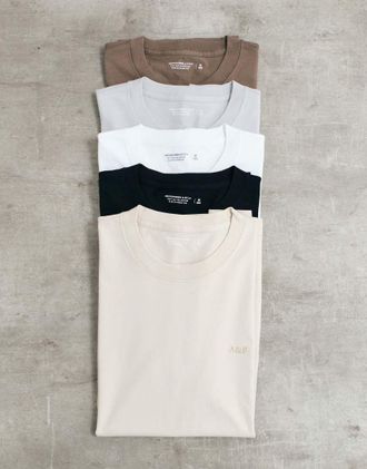 Abercrombie & Fitch Confezione da 5 T-shirt slim con logo multicolore
