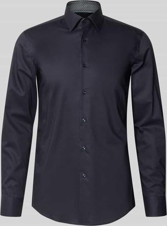 HUGO BOSS Slim Fit Businesshemd aus reiner Baumwolle Modell HANK in Marine, Gr&ouml;&szlig;e 38