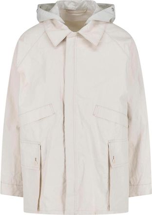 Christophe Lemaire White Technical Linen Hooded Waterproof Jacket