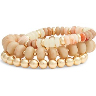 Nordstrom 3-Pack Beaded Bracelets in Neutral Multi- Gold at Nordstrom