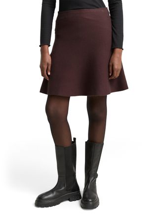 Tom Tailor Denim Minirock TOM TAILOR DENIM, Damen, Gr. S, soft chocolate braun melange, Strick, Obermaterial: 52% Viskose, 27% Polyester, 21% Polyamid, meliert, A-Lini