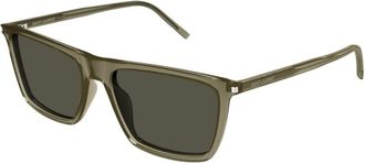 Saint Laurent Bruin Montuur Grijze Lens Zonnebril - unisex - Zonnebrillen - Groen - 56 MM - Accessoires