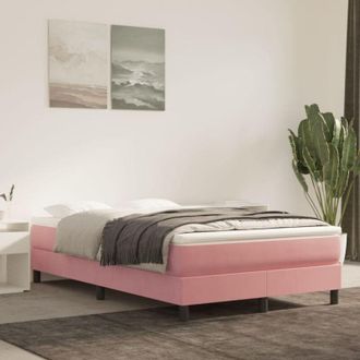 vidaXL Vidaxl - Cama Box Spring Con Colch&oacute;n Terciopelo Rosa 120x200 Cm
