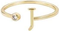 Adornia CZ & Initial Open Band Ring in Gold-J at Nordstrom Rack