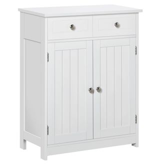 Kleankin Bathroom Floor Storage Cabinet w/ 2 Drawers Door Cupboard White | TJ Hughes