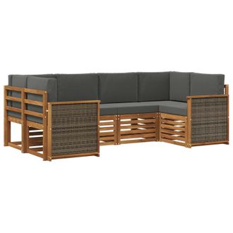 vidaXL Conjunto De Sof&aacute; Seccional Con Coj&iacute;n 5 Pcs Natural Y Antracita Vidaxl