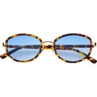 Freyrs Eyewear Jordan Oval Sunglasses in Yellow Tortoise /Blue at Nordstrom