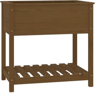 vidaXL Vidaxl - Jardinera Con Estante Madera Maciza Marr&oacute;n Miel 82,5x54x81 Cm
