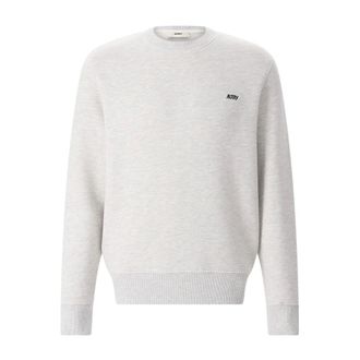Autry Hoodies & sweatvesten, Heren, Grijs, L, Geborduurd Logo Crewneck Sweatshirt