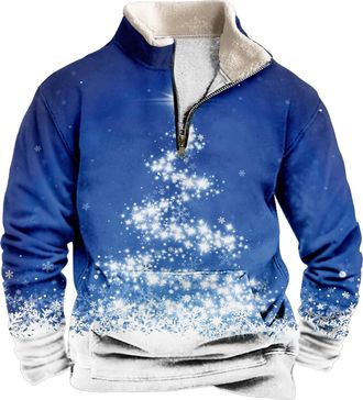 Generic Mens Sweatshirt Christmas Sweaters for Men Outdoor Casual Standing Collar Long Sleeve Zipper Sweatshirt with Pocket (UK, Alpha, 4XL, Regular, Regular,