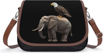 Generic Ea-gle on Elephant Small Womens Crossbody Bags Shoulder Handbag with Adjustable Strap for Travel