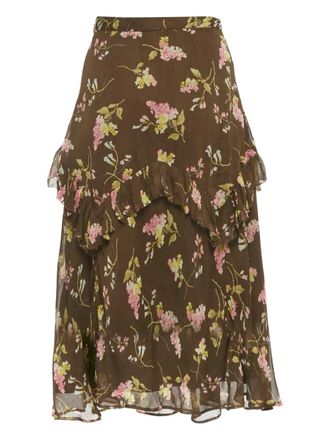 Polo Ralph Lauren floral-print midi skirt - Marrone